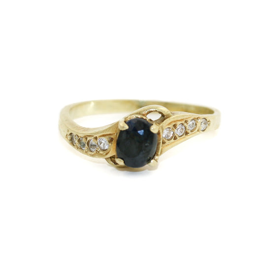 Vintage 14k Gold Dark Stone x Diamonds - Kingdom Jewelry