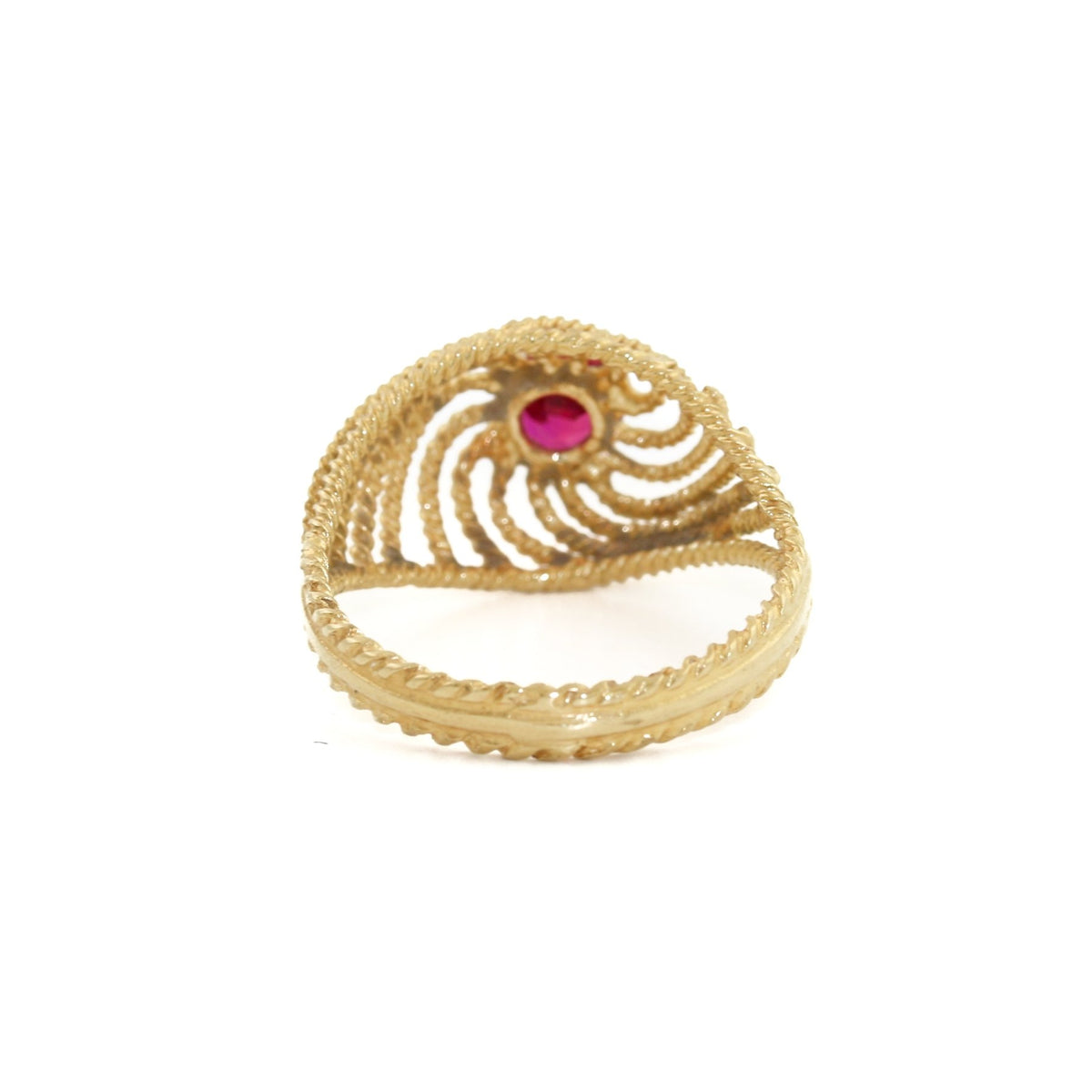 Vintage 18K Gold x Synthetic Ruby Ring 6.5 - Kingdom Jewelry