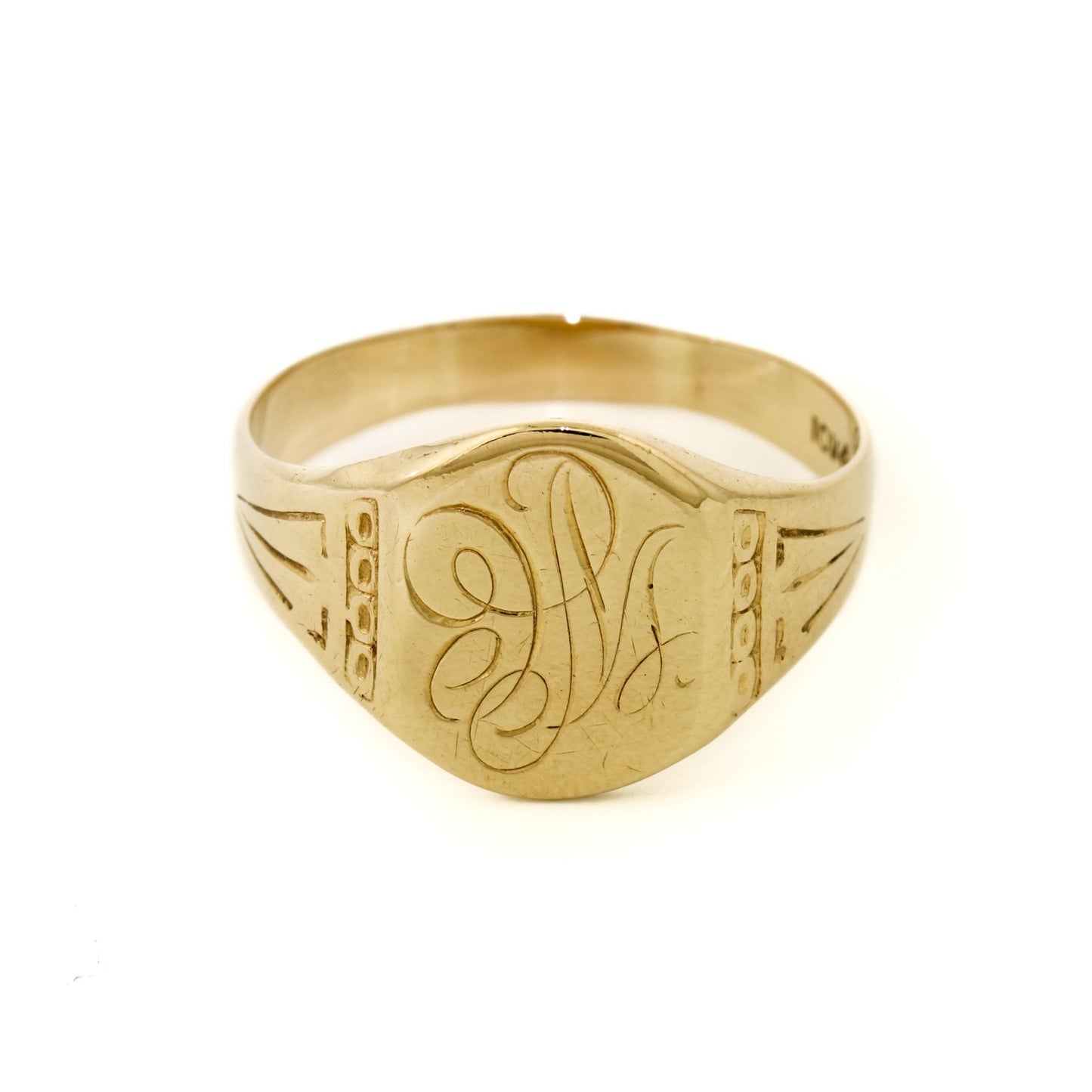 Vintage 1950s Gold Cursive Signet - Kingdom Jewelry