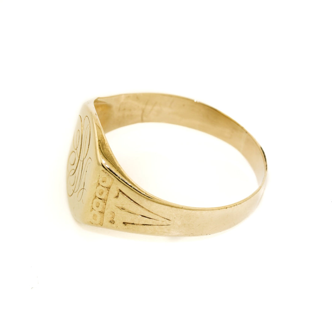 Vintage 1950s Gold Cursive Signet - Kingdom Jewelry