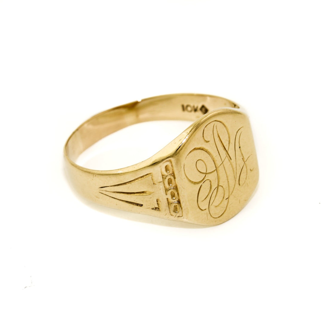 Vintage 1950s Gold Cursive Signet - Kingdom Jewelry