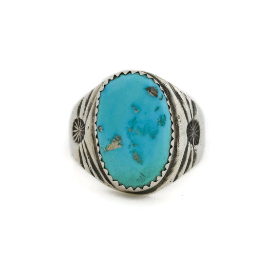 Vintage 1970's x Blue Valley Turquoise Navajo Ring - Kingdom Jewelry
