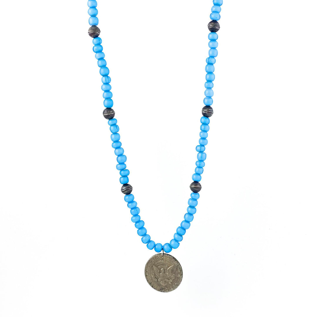 Vintage Blue Beaded Necklace - Kingdom Jewelry