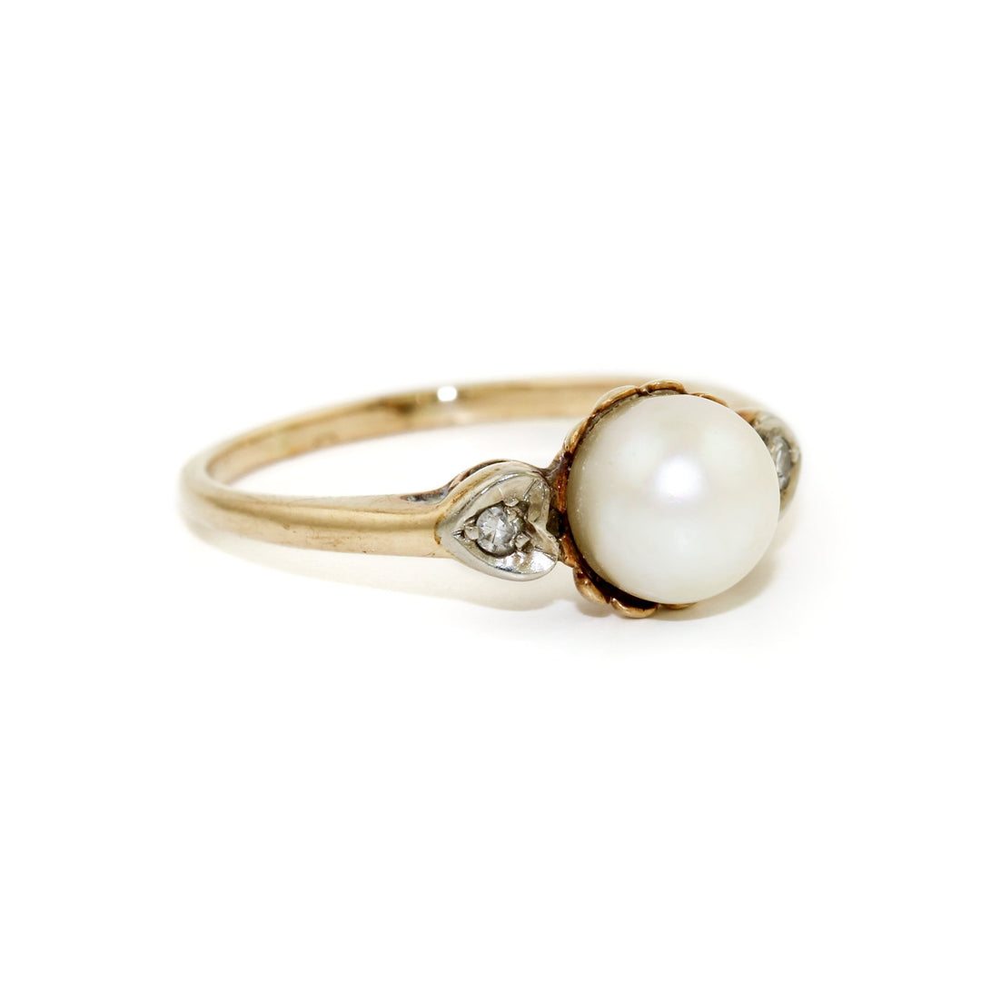 Vintage Gold x Pearl & Diamond Ring - Kingdom Jewelry