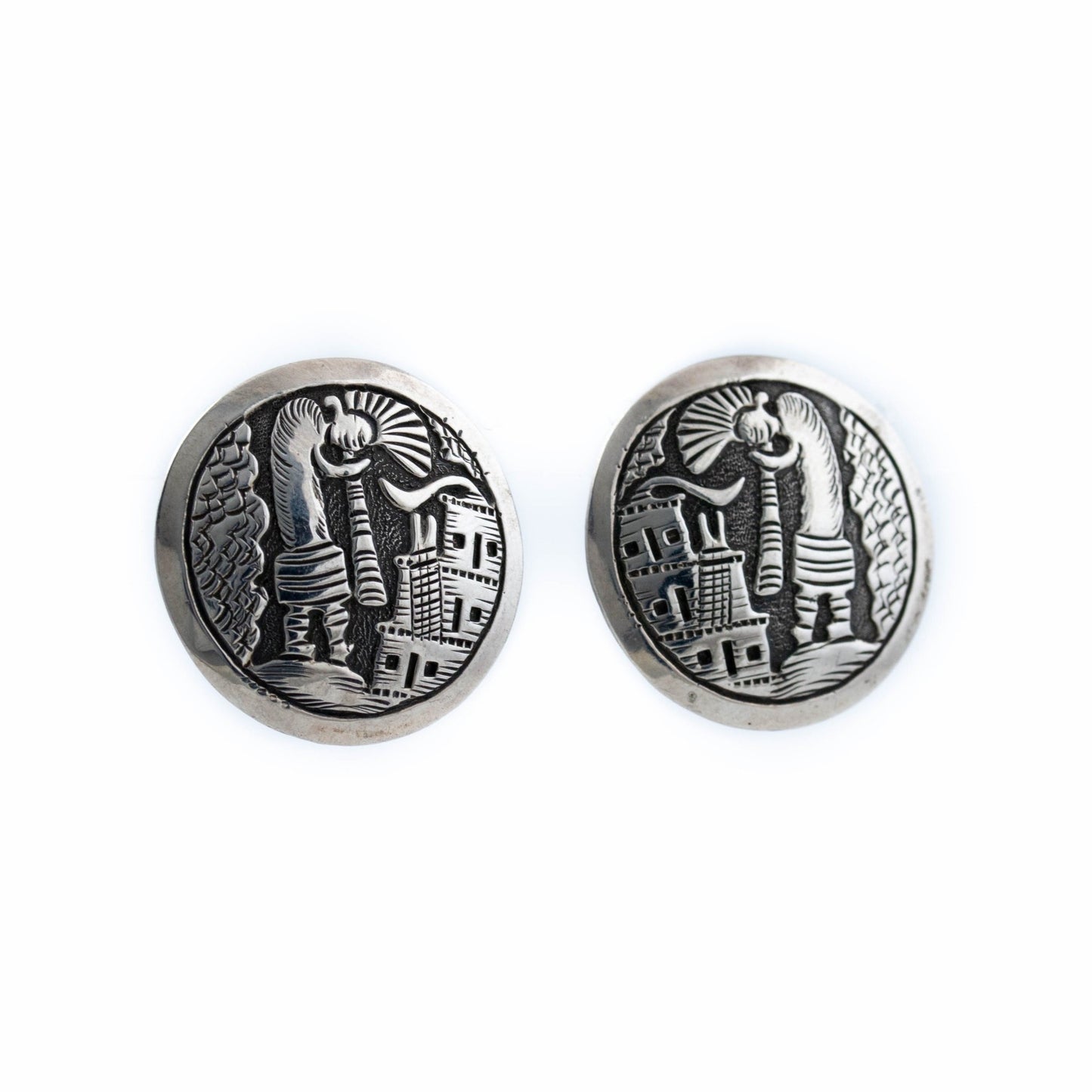 Vintage Hopi Disc Earrings - Kingdom Jewelry