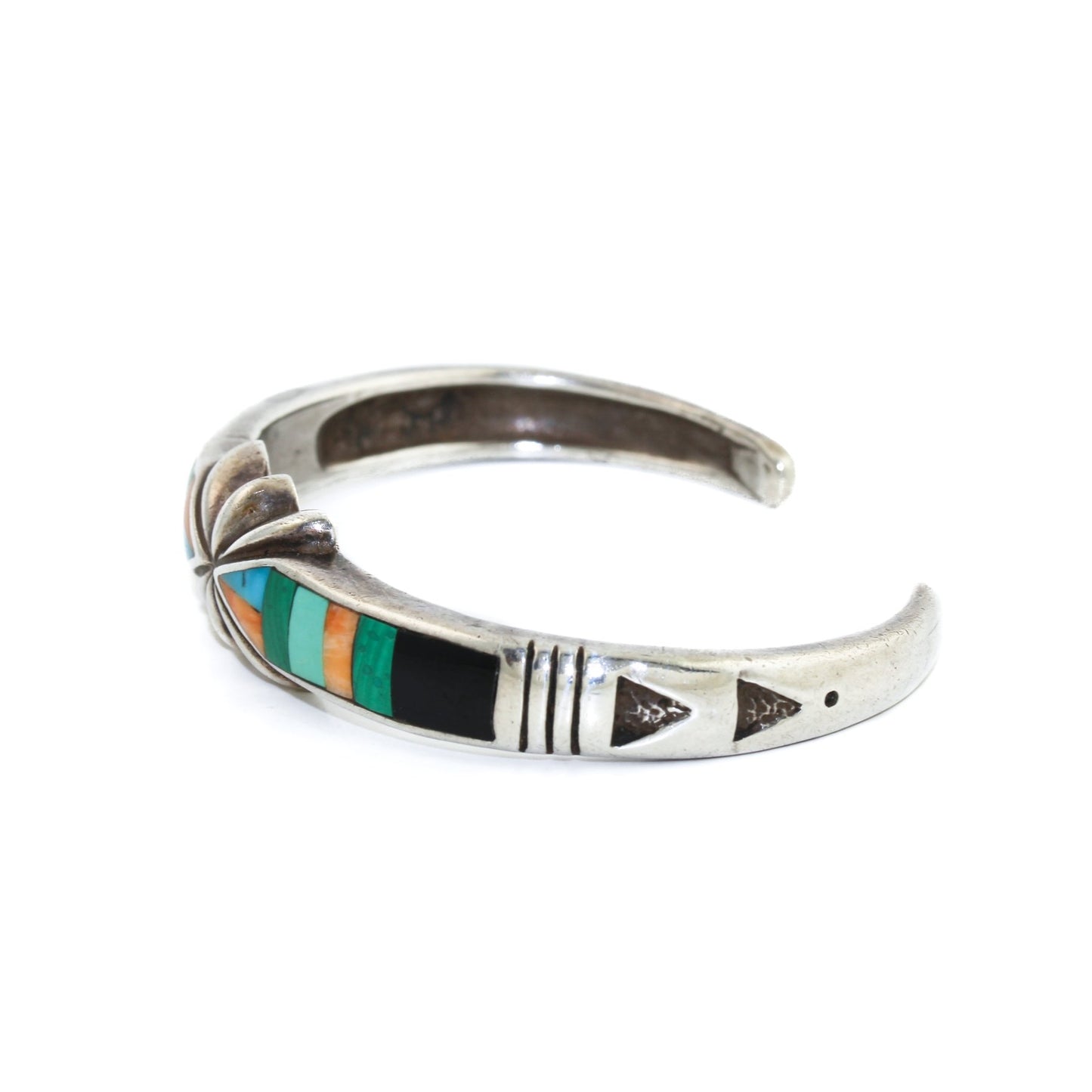 Vintage Navajo Inlay Cuff Bracelet - Kingdom Jewelry