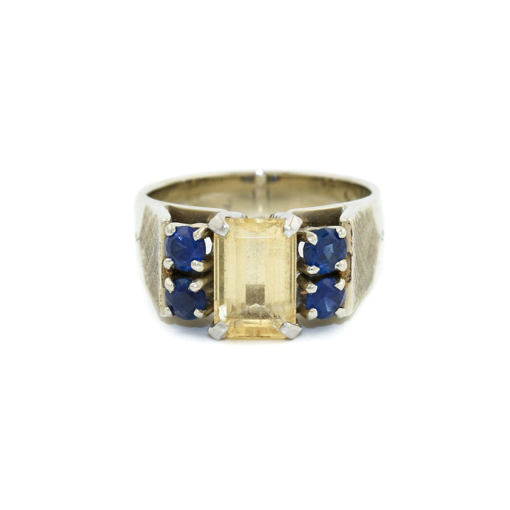 Vintage Sapphire x Citrine 14k Gold Ring - Kingdom Jewelry