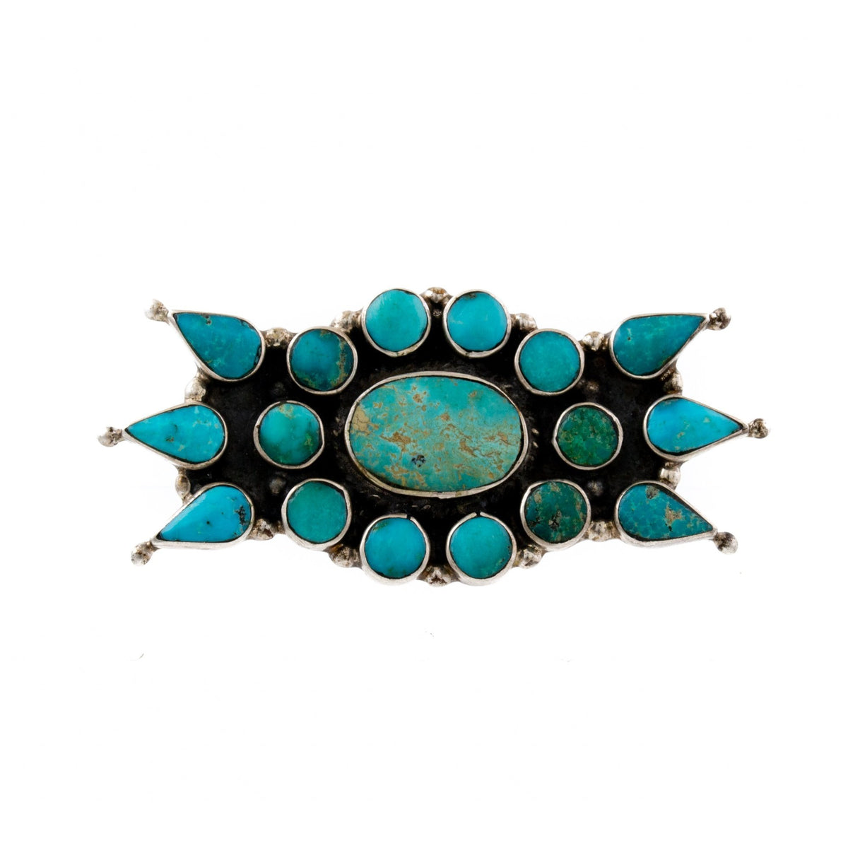 Vintage Turquoise "Snake Eye" Zuni Pin - Kingdom Jewelry