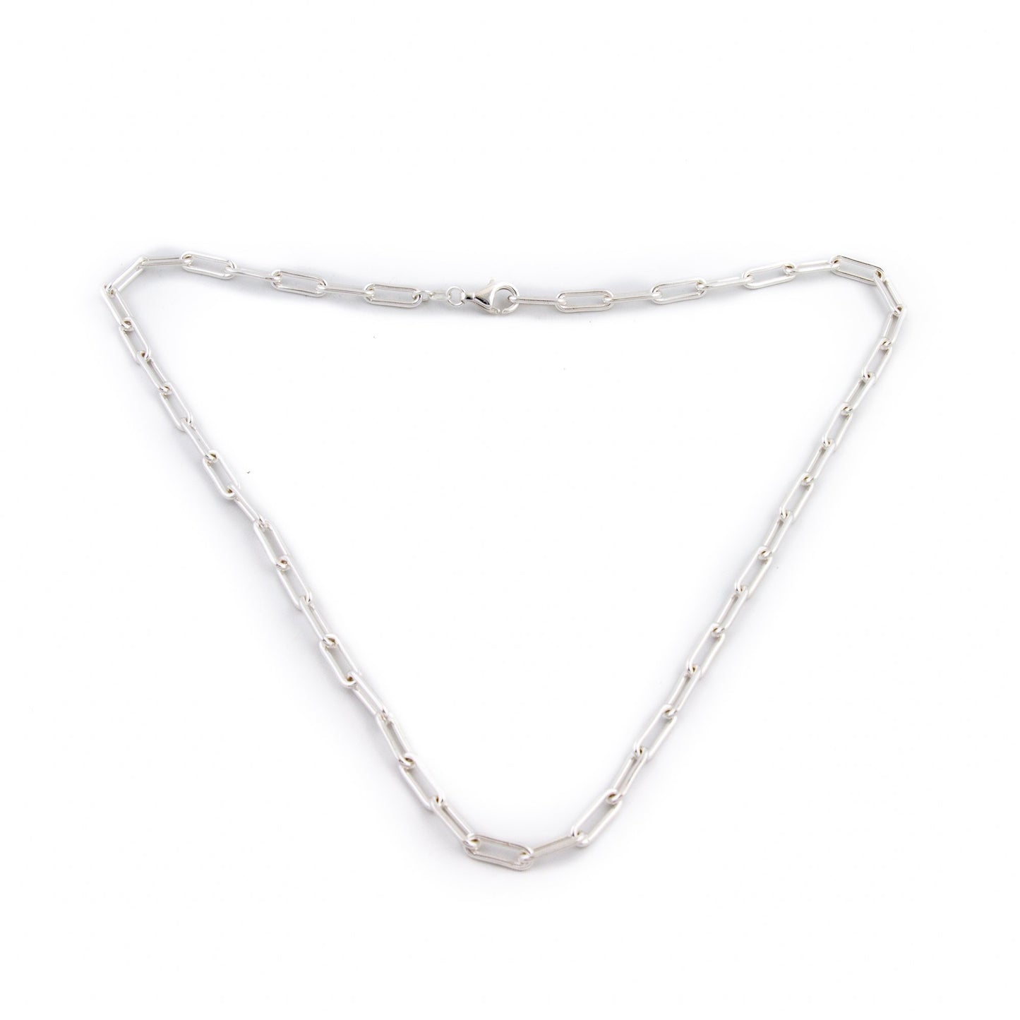 Weighty Paperclip Sterling Silver Chain Necklace - Kingdom Jewelry