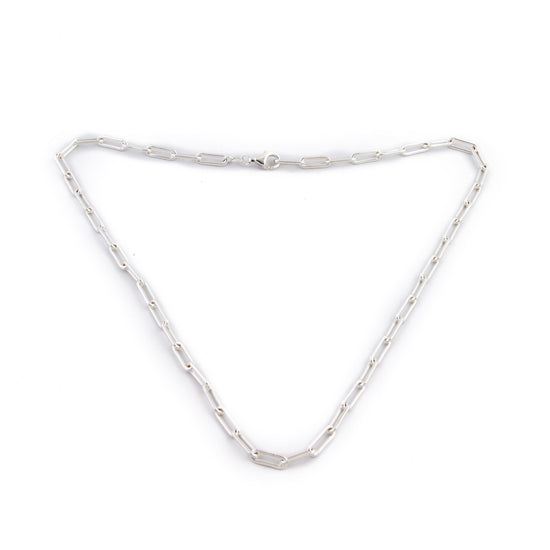 Weighty Paperclip Sterling Silver Chain Necklace - Kingdom Jewelry