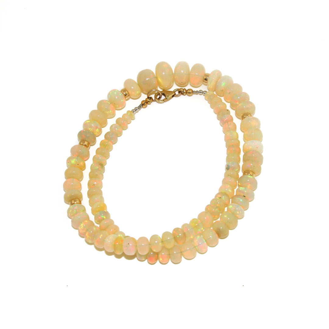 Welo Opal Beaded Necklace x 10k Gold Clasp - Kingdom Jewelry