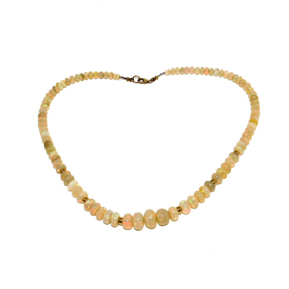 Welo Opal Beaded Necklace x 10k Gold Clasp - Kingdom Jewelry