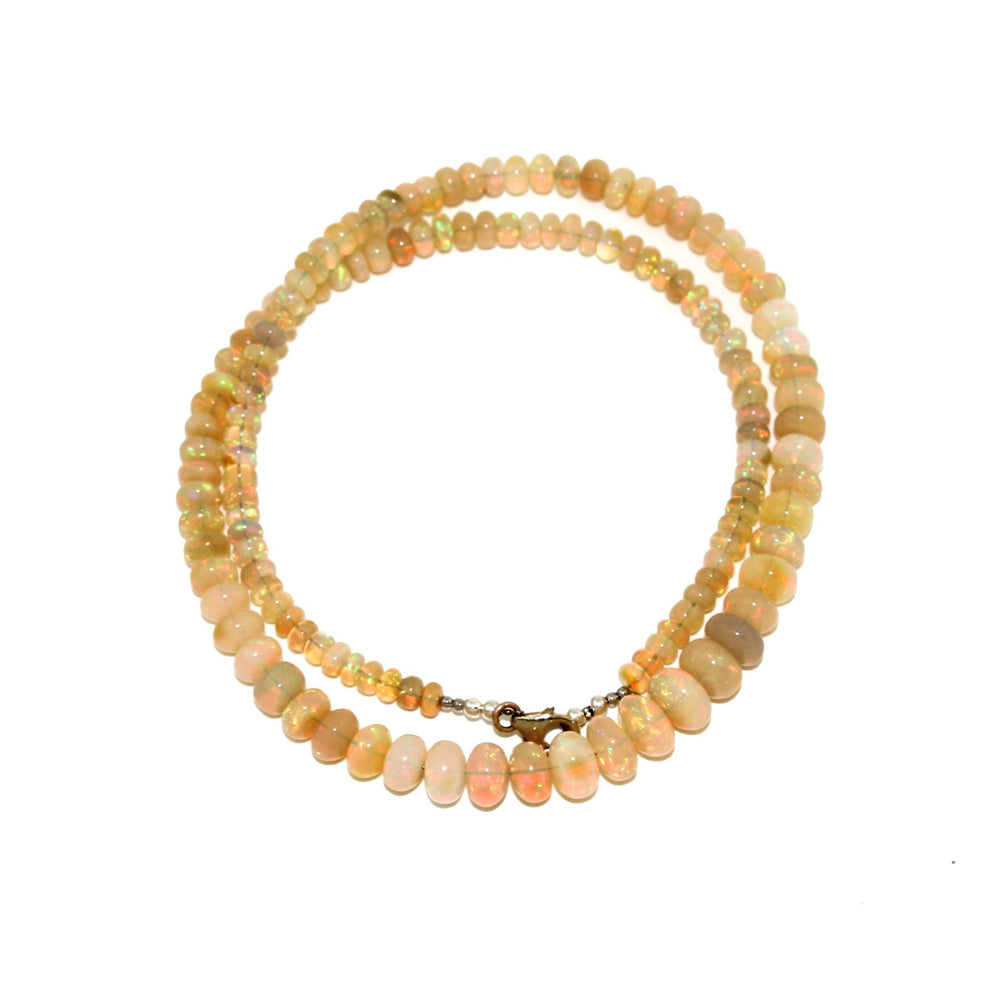 Welo Opal Beaded Necklace x 10k Gold Clasp by Kingdom - Kingdom Jewelry