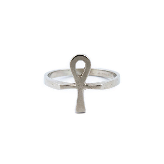White Gold Ankh Ring - Kingdom Jewelry