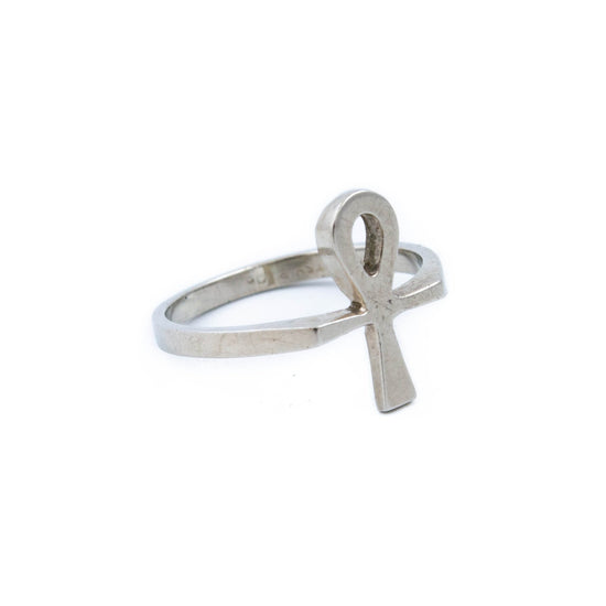 White Gold Ankh Ring - Kingdom Jewelry