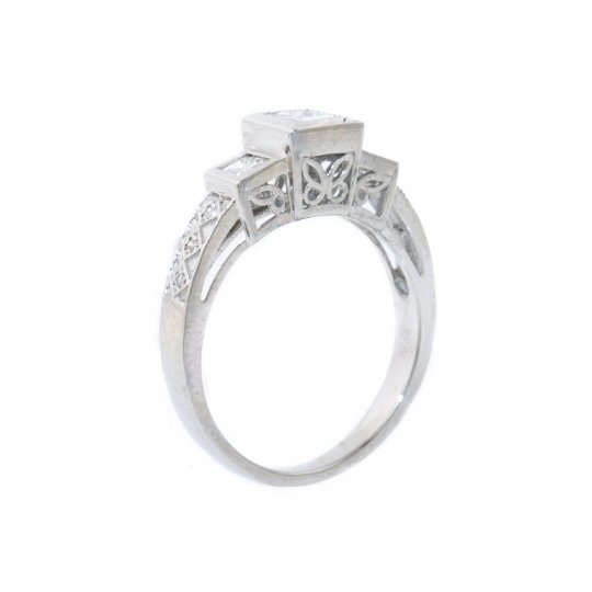 White Gold Art Deco Diamond Ring - Kingdom Jewelry