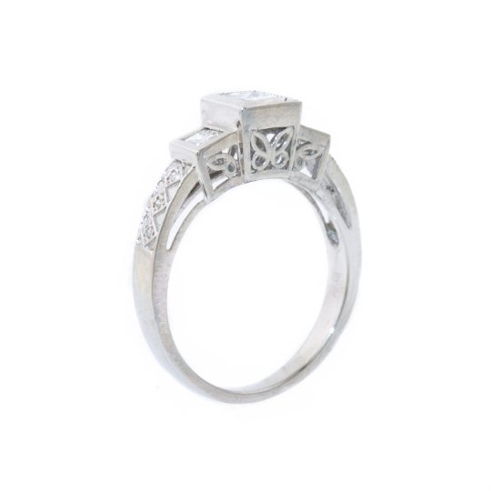 White Gold Art Deco Diamond Ring - Kingdom Jewelry