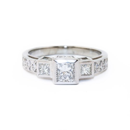 White Gold Art Deco Diamond Ring - Kingdom Jewelry