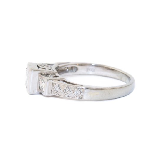 White Gold Art Deco Diamond Ring - Kingdom Jewelry