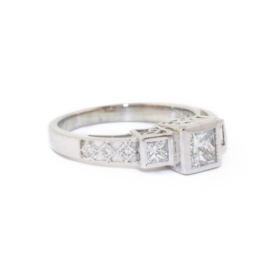 White Gold Art Deco Diamond Ring - Kingdom Jewelry