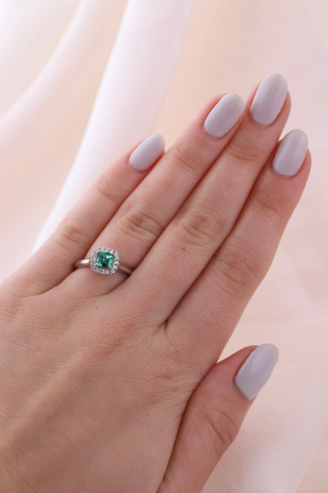 White Gold Emerald x Pave Diamond Ring - Kingdom Jewelry