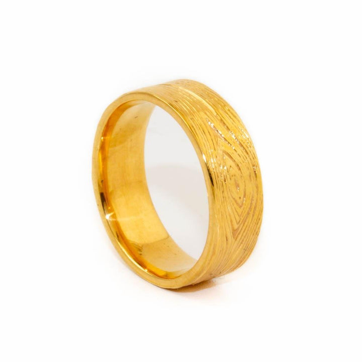 Woodgrain X Yellow Wedding Band - Kingdom Jewelry