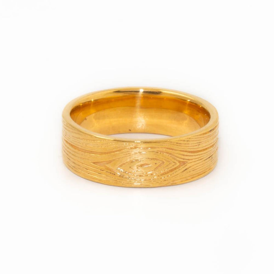 Woodgrain X Yellow Wedding Band - Kingdom Jewelry