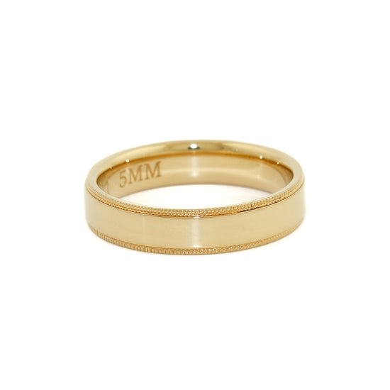 Yellow Gold x 5mm Half-Round Rope-Edge Band - Kingdom Jewelry