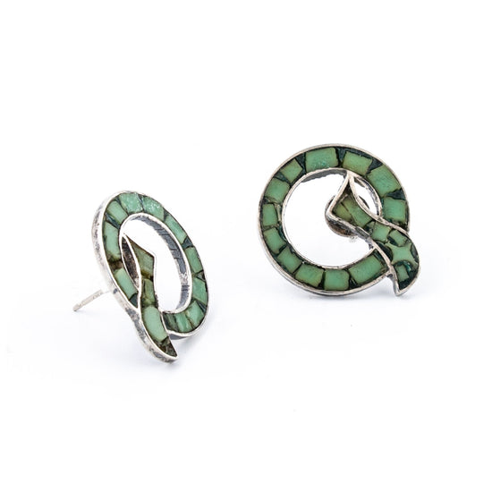 Zuni Chakram Inlay Earrings - Kingdom Jewelry