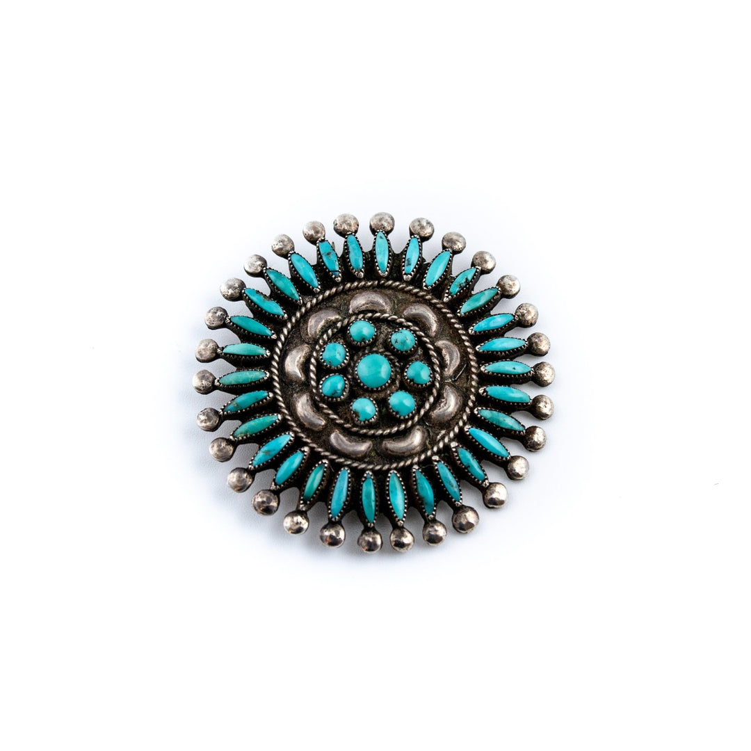 Zuni Needlepoint Wheel Brooch - Kingdom Jewelry