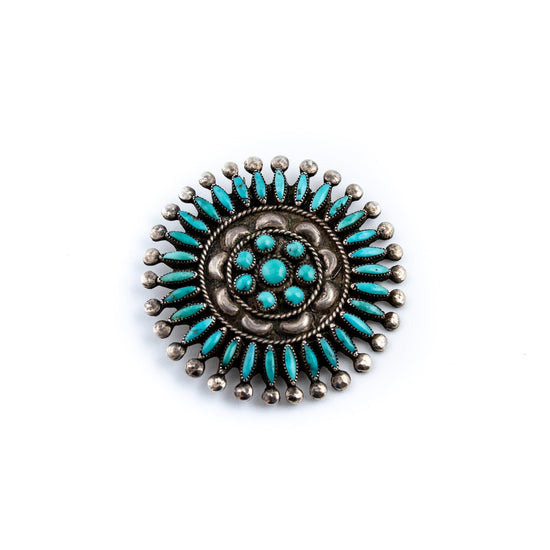Zuni Needlepoint Wheel Brooch - Kingdom Jewelry