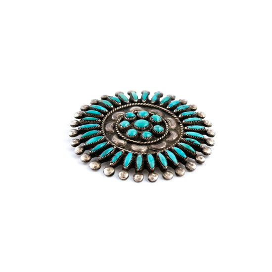 Load image into Gallery viewer, Zuni Needlepoint Wheel Brooch - Kingdom Jewelry
