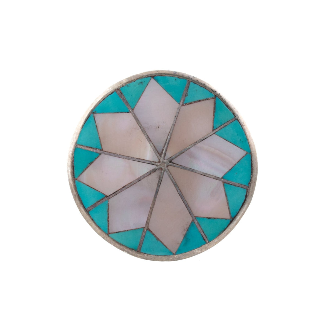 Zuni Turquoise x Mother of Pearl Pin Pendant - Kingdom Jewelry